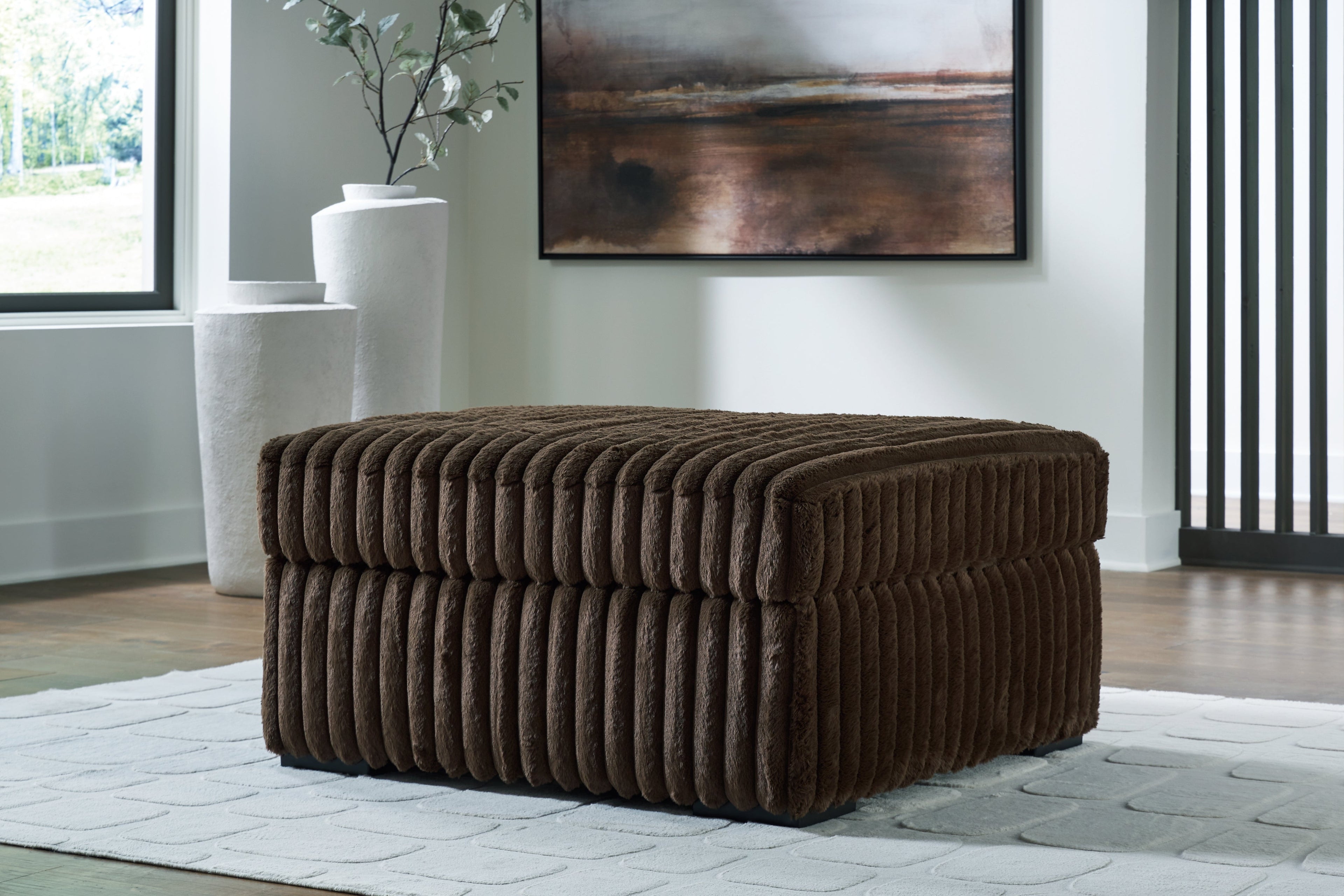 Midnight-Madness Chocolate 4 Pc Sectional and Accent Ottoman