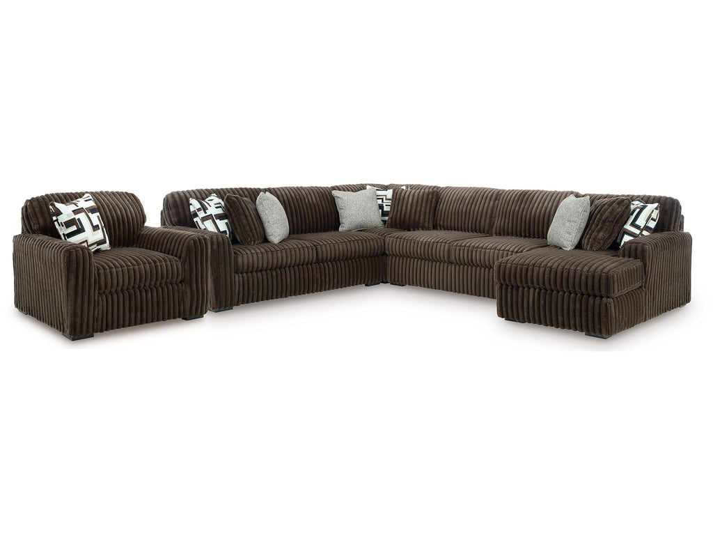 Midnight-Madness Chocolate 4-Piece Sectional and Oversized Chair