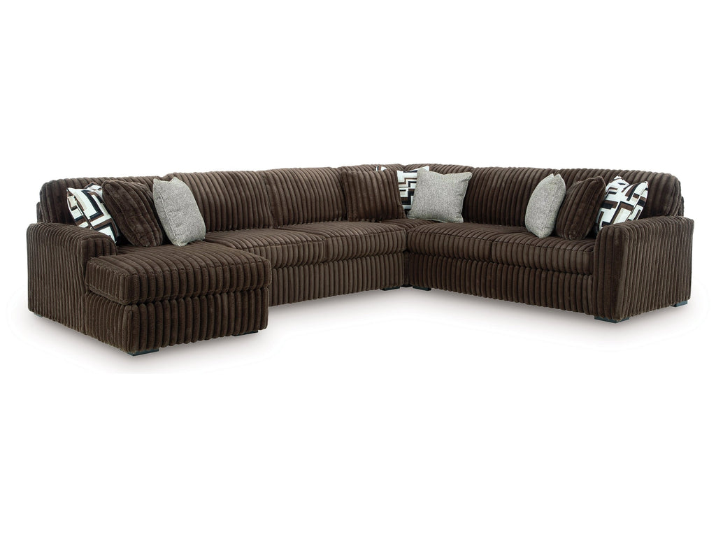 Midnight-Madness Chocolate 4-Piece Sectional with Chaise