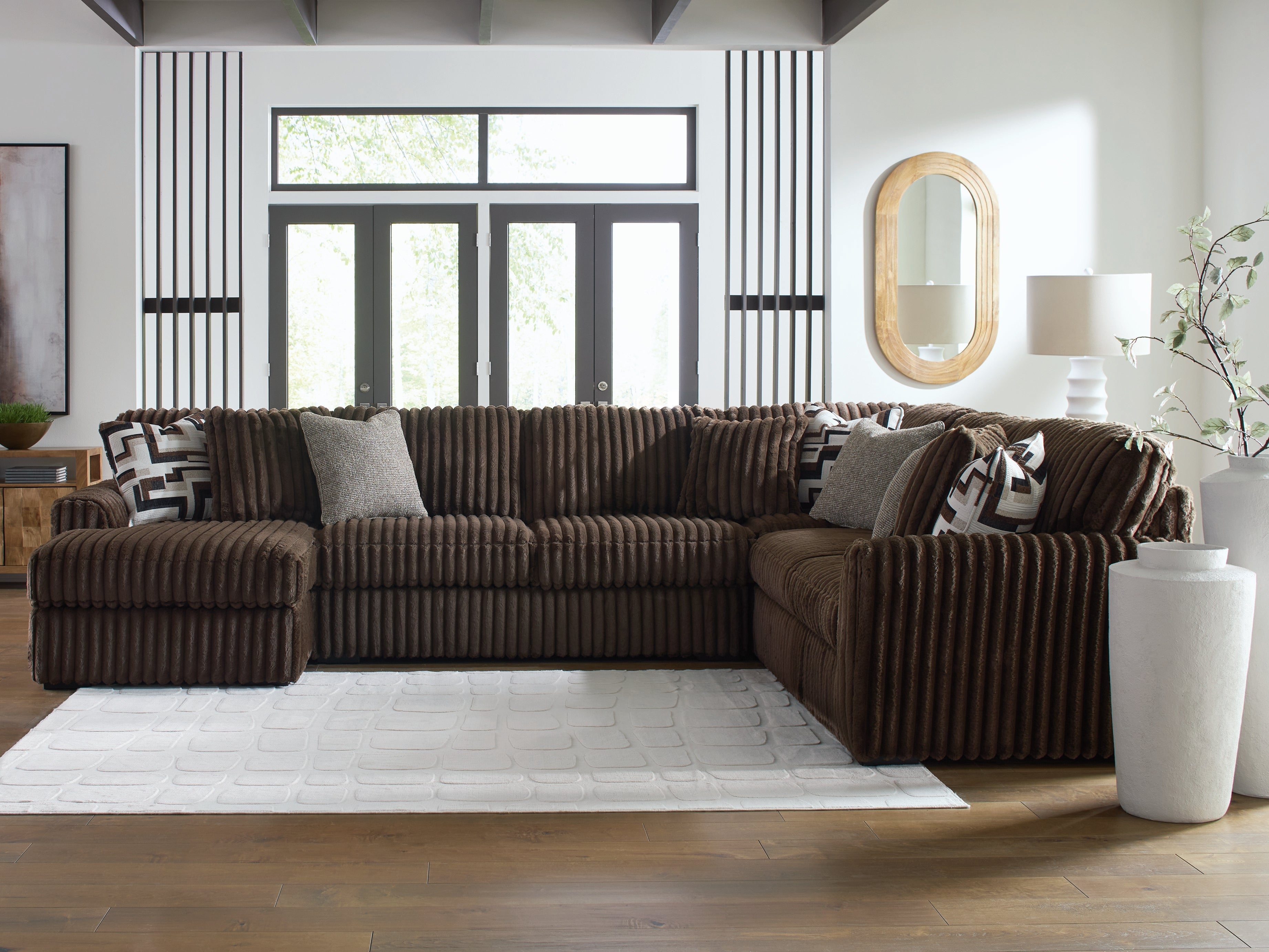 Midnight-Madness Chocolate 4-Piece Sectional with Chaise