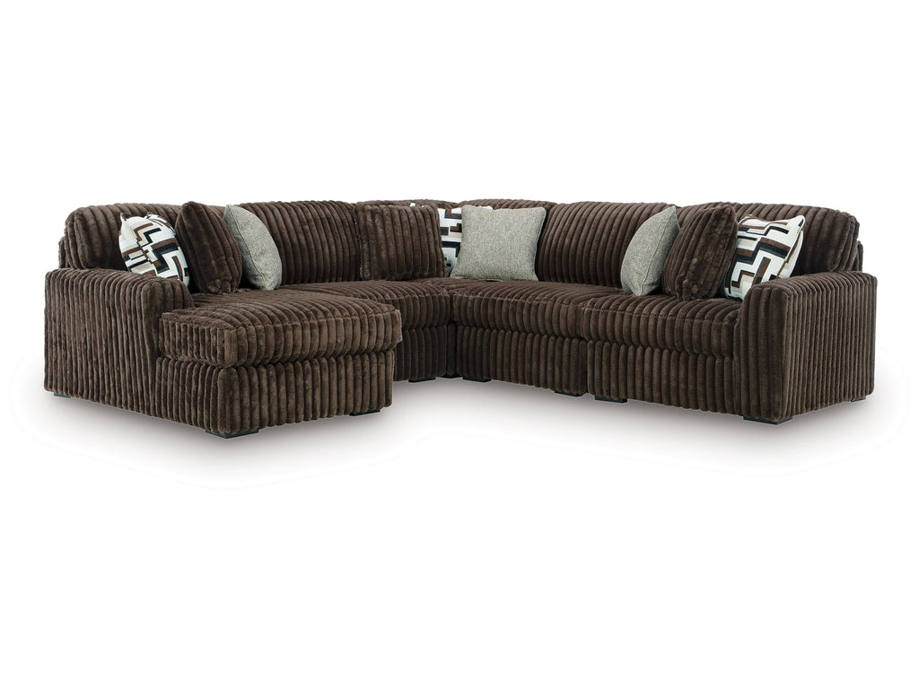 Midnight-Madness Chocolate 5-Piece Sectional with Left Chaise
