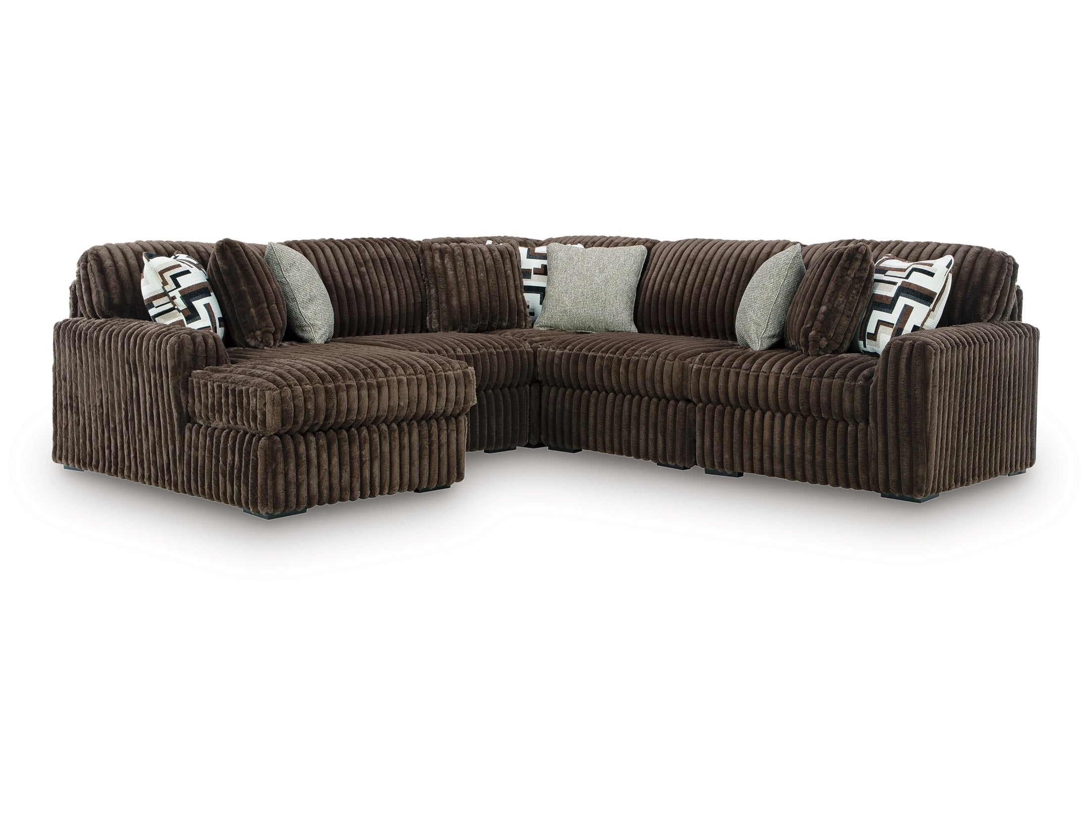 Midnight-Madness Chocolate 5-Piece Sectional with Left Chaise