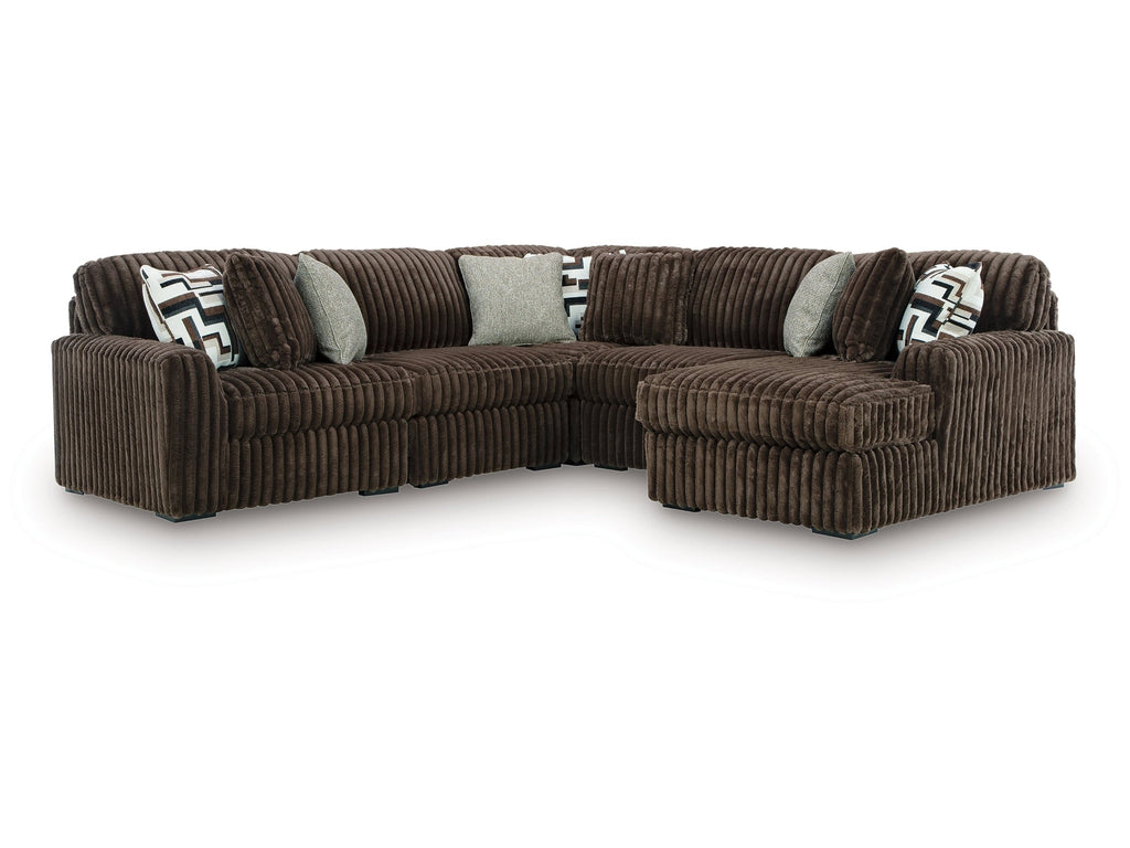 Midnight-Madness Chocolate 5-Piece Sectional with Right Chaise