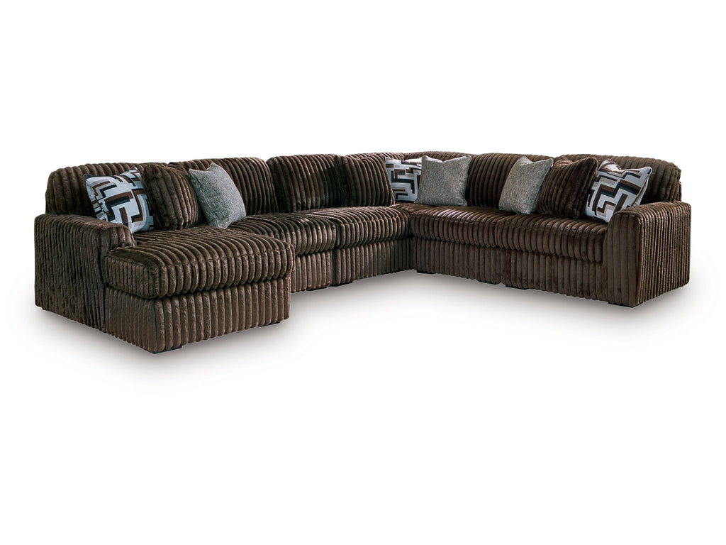 Midnight-Madness Chocolate 6-Piece Sectional with Left Chaise