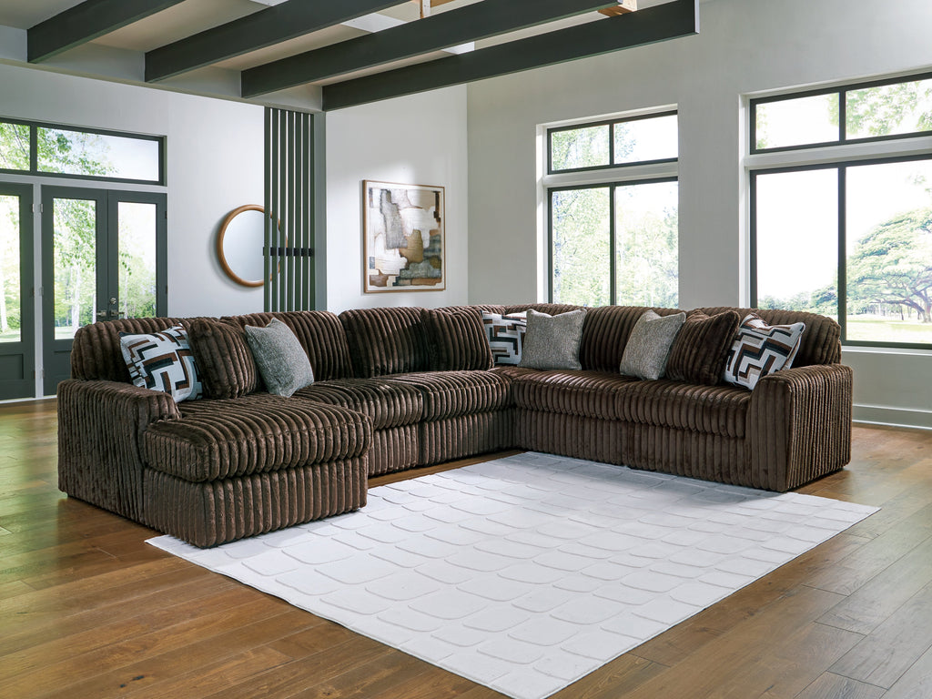 Midnight-Madness Chocolate 6-Piece Sectional with Left Chaise