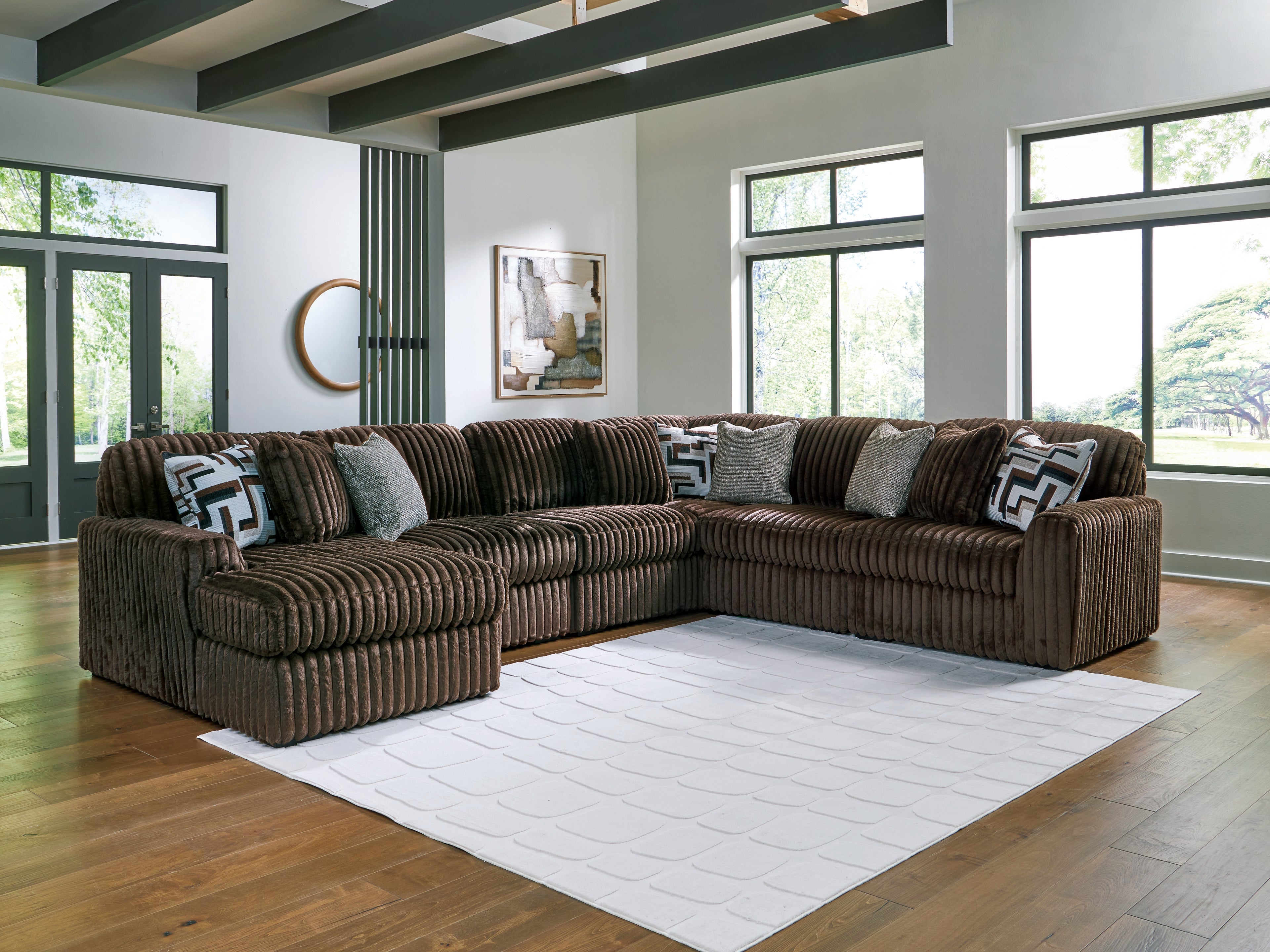 Midnight-Madness Chocolate 6-Piece Sectional with Left Chaise