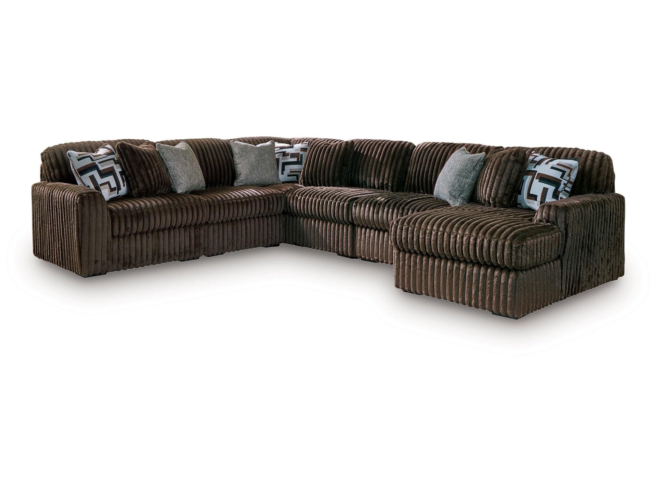 Midnight-Madness Chocolate 6-Piece Sectional with Right Chaise