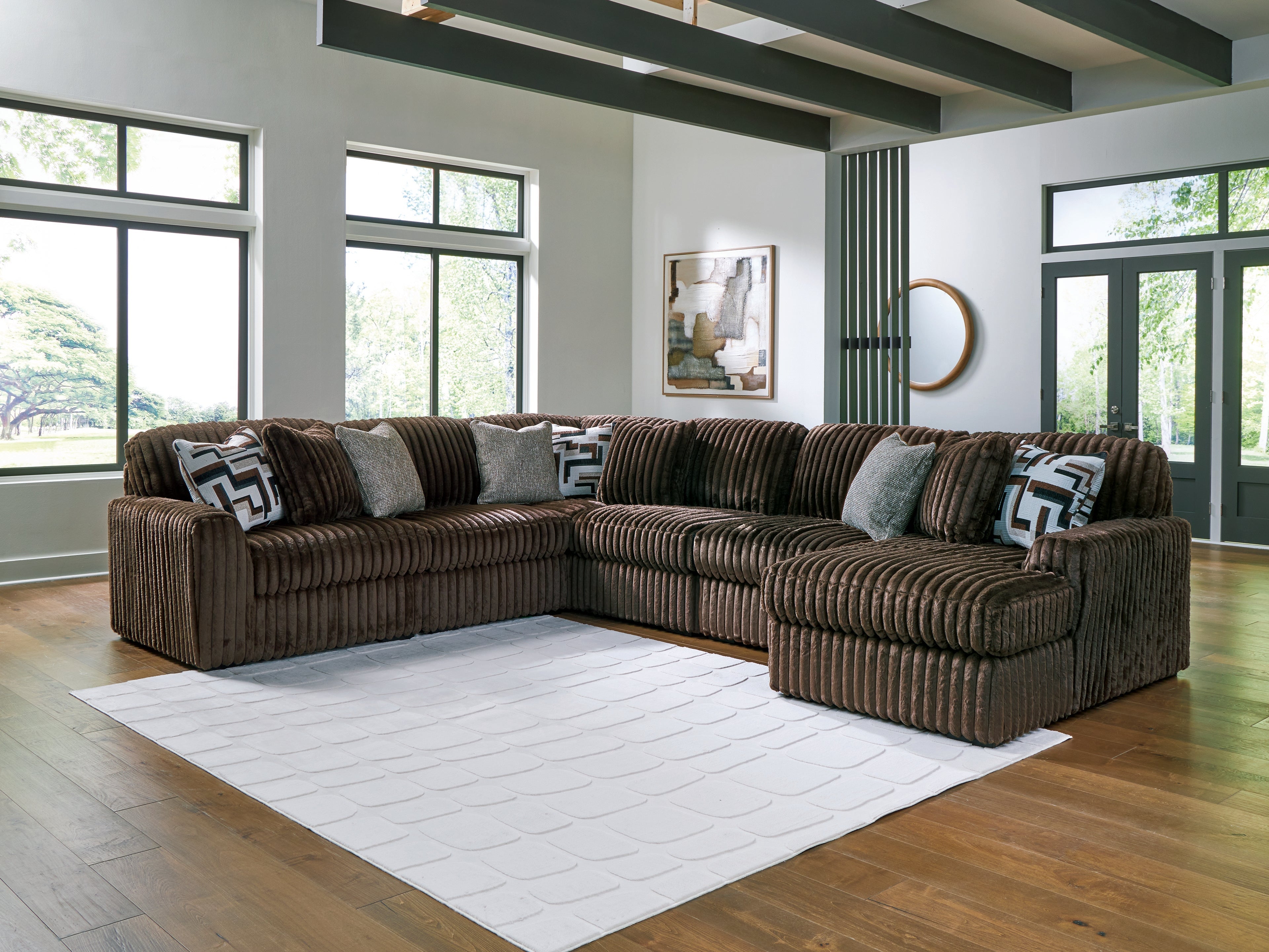 Midnight-Madness Chocolate 6-Piece Sectional with Right Chaise