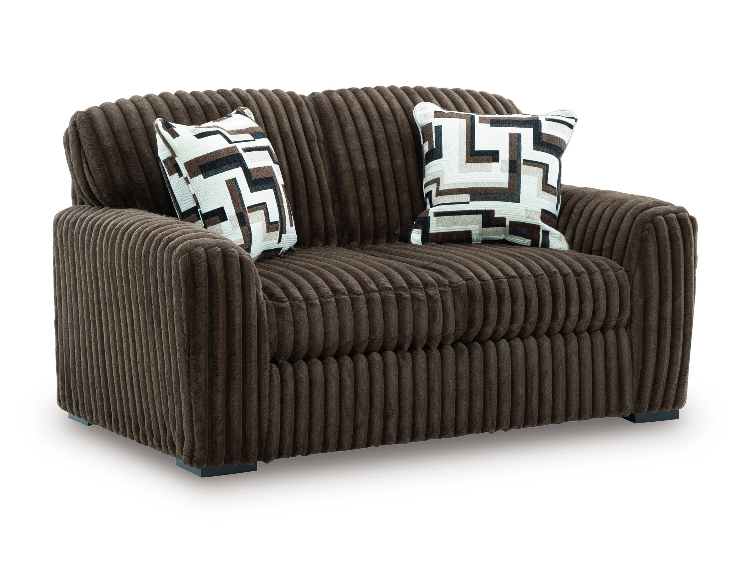 Midnight-Madness Chocolate Corduroy Sofa and Loveseat Living Room Set