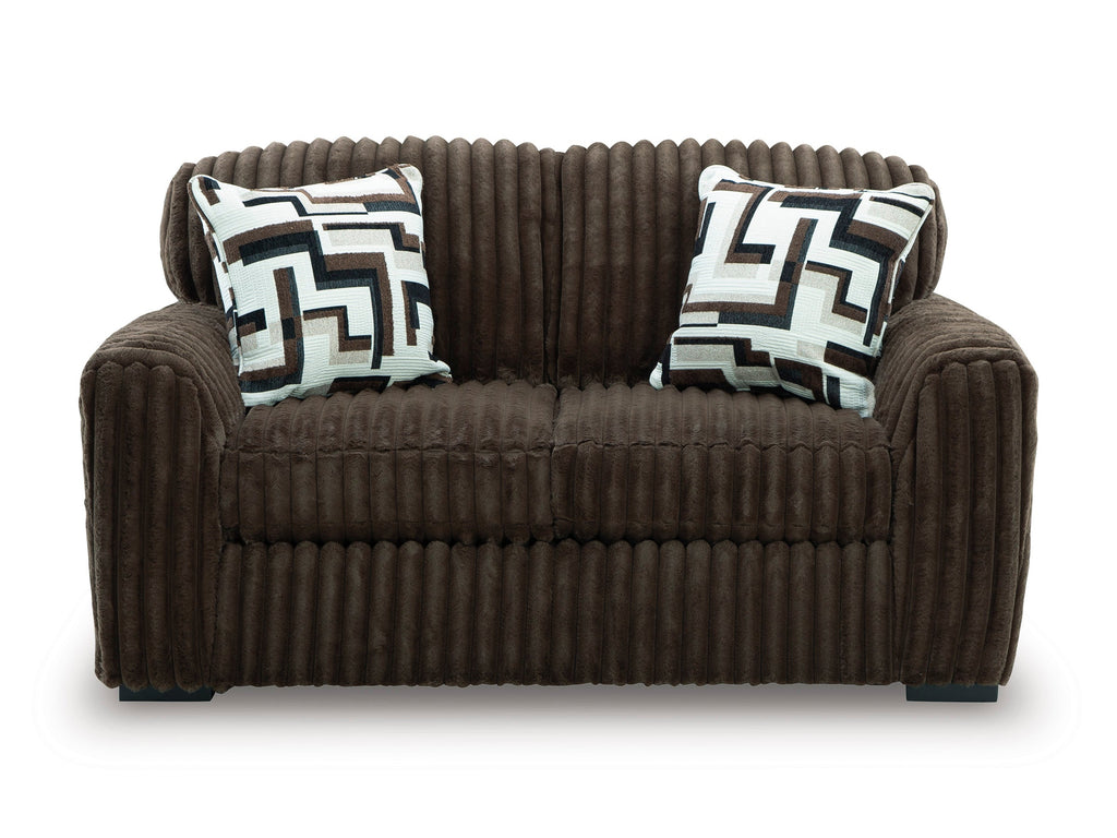 Midnight-Madness Chocolate Corduroy Sofa and Loveseat Living Room Set