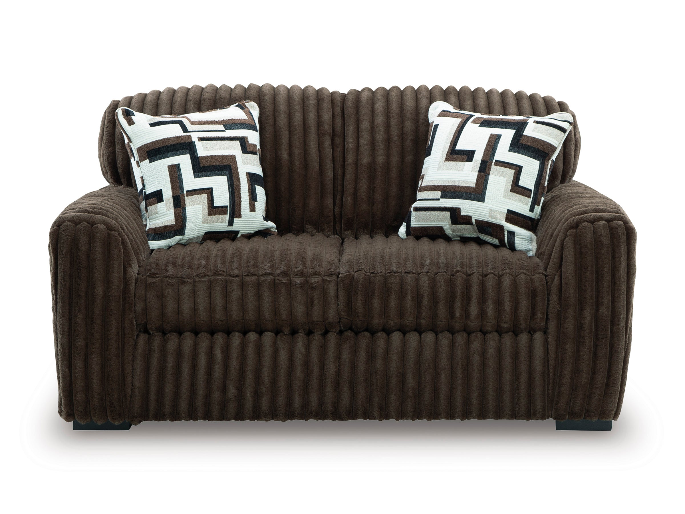 Midnight-Madness Chocolate Corduroy Sofa and Loveseat Living Room Set