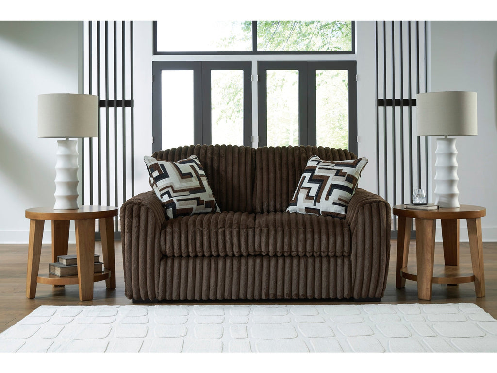 Midnight-Madness Chocolate Corduroy Sofa and Loveseat Living Room Set