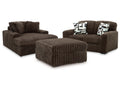 Midnight-Madness Chocolate Loveseat, Oversized Chaise and Ottoman