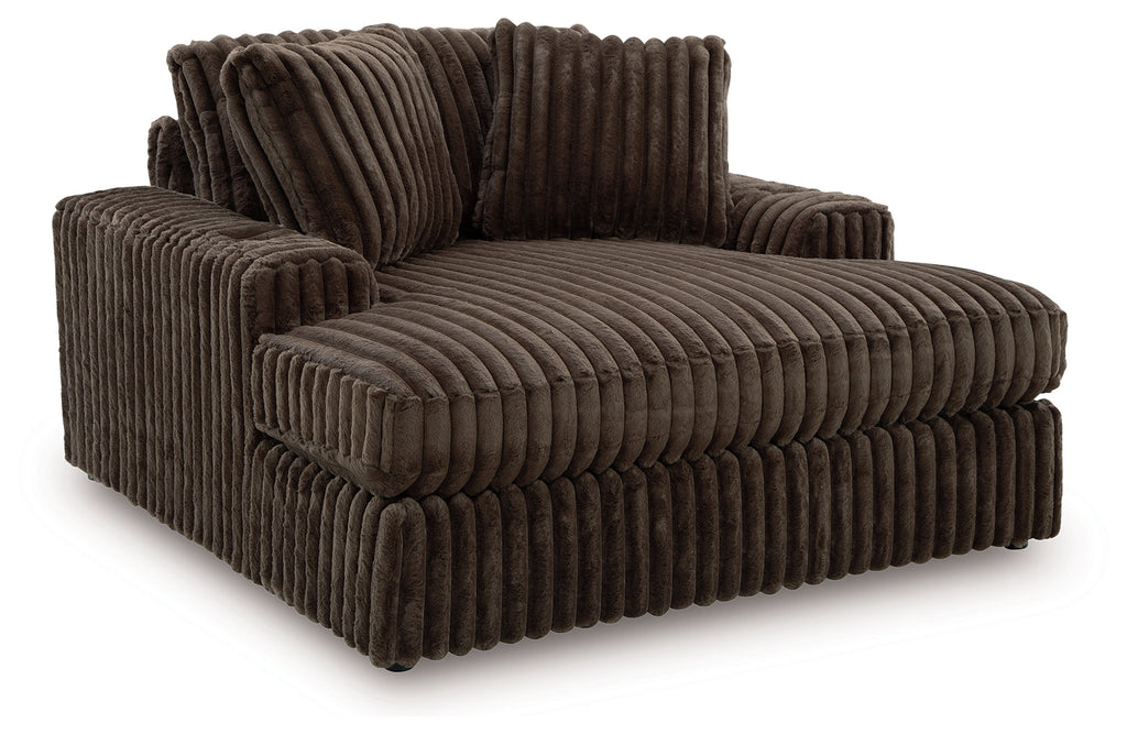 Midnight-Madness Chocolate Loveseat, Oversized Chaise and Ottoman