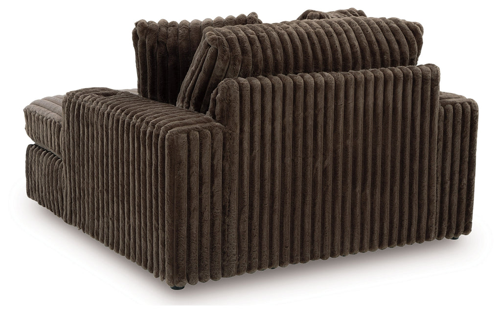Midnight-Madness Chocolate Loveseat, Oversized Chaise and Ottoman