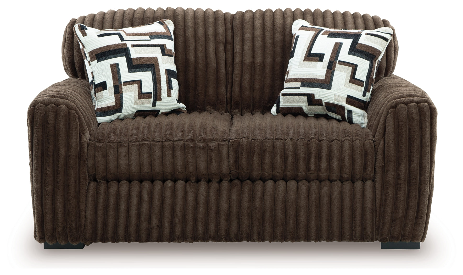 Midnight-Madness Chocolate Loveseat, Oversized Chaise and Ottoman