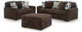 Midnight-Madness Chocolate Sofa, Loveseat and Oversized Accent Ottoman