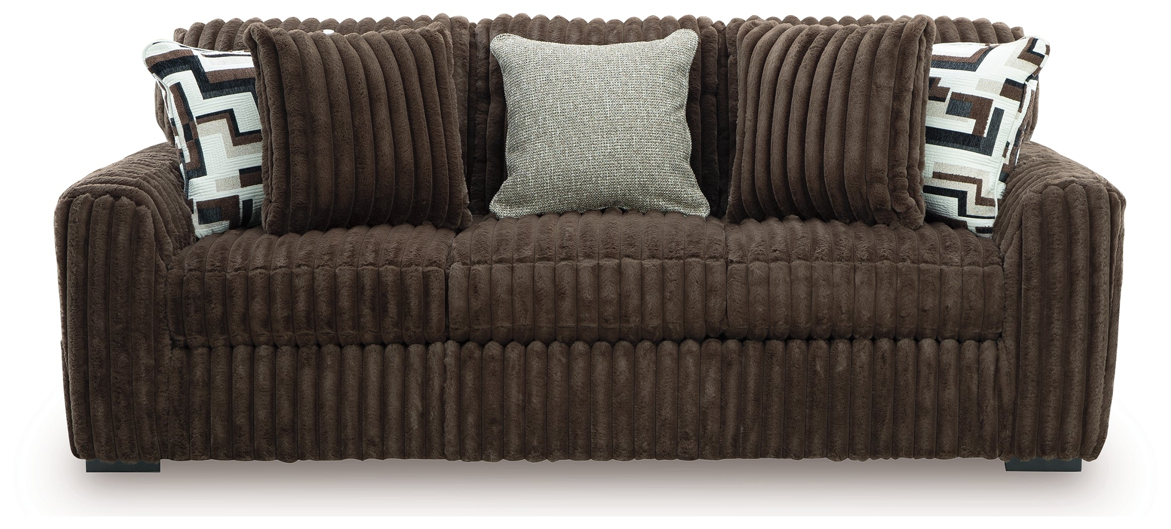 Midnight-Madness Chocolate Sofa, Loveseat and Oversized Accent Ottoman