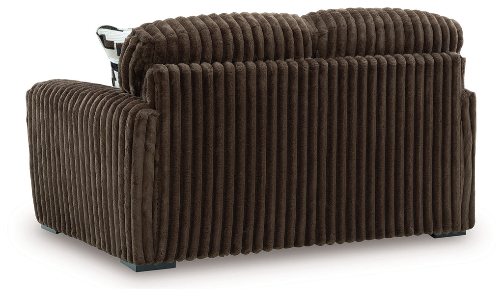 Midnight-Madness Chocolate Sofa, Loveseat and Oversized Accent Ottoman