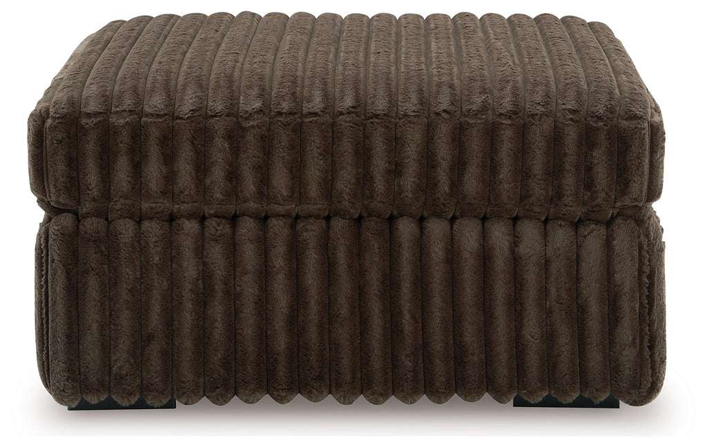 Midnight-Madness Chocolate Sofa, Loveseat and Oversized Accent Ottoman