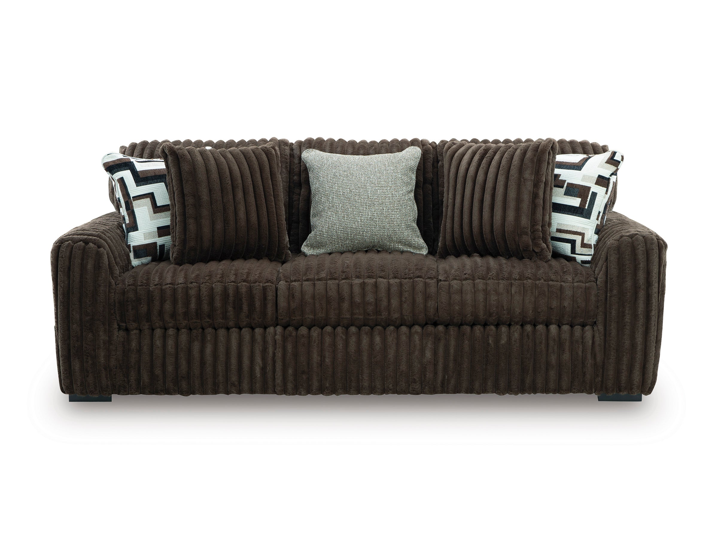 Midnight-Madness Chocolate Corduroy Sofa and Loveseat Living Room Set