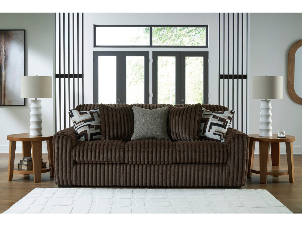 Midnight-Madness Chocolate Corduroy Sofa and Loveseat Living Room Set
