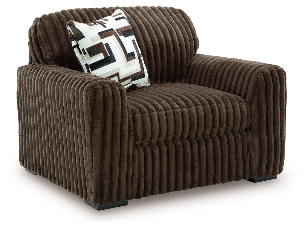 Midnight-Madness Chocolate Sofa, Oversized Chair and Accent Ottoman