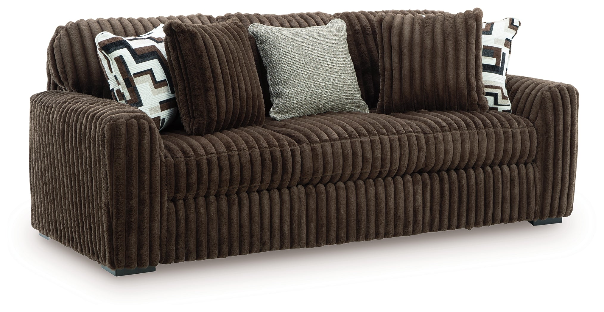Midnight-Madness Chocolate Sofa, Oversized Chair and Accent Ottoman