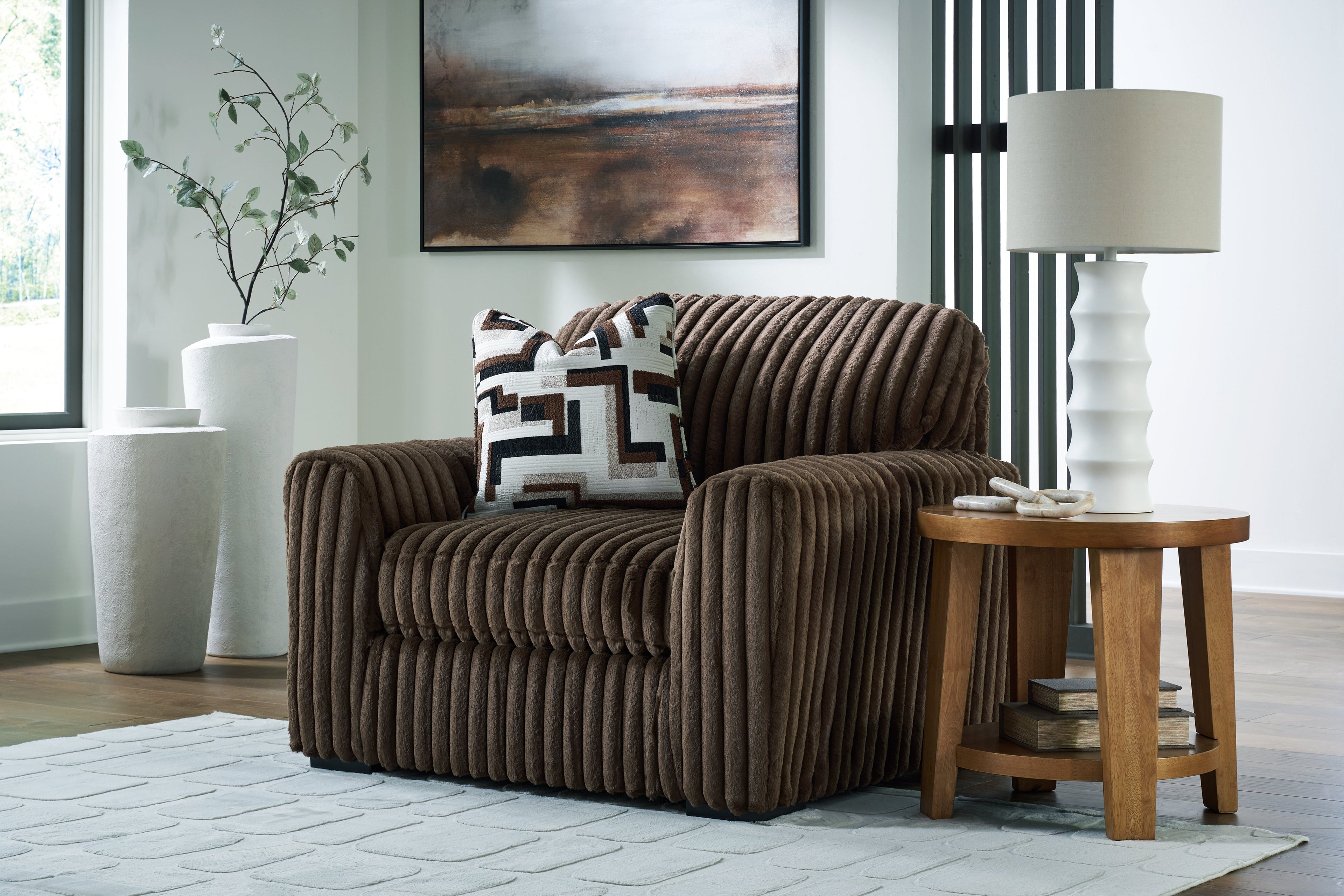 Midnight-Madness Chocolate Sofa, Oversized Chair and Accent Ottoman