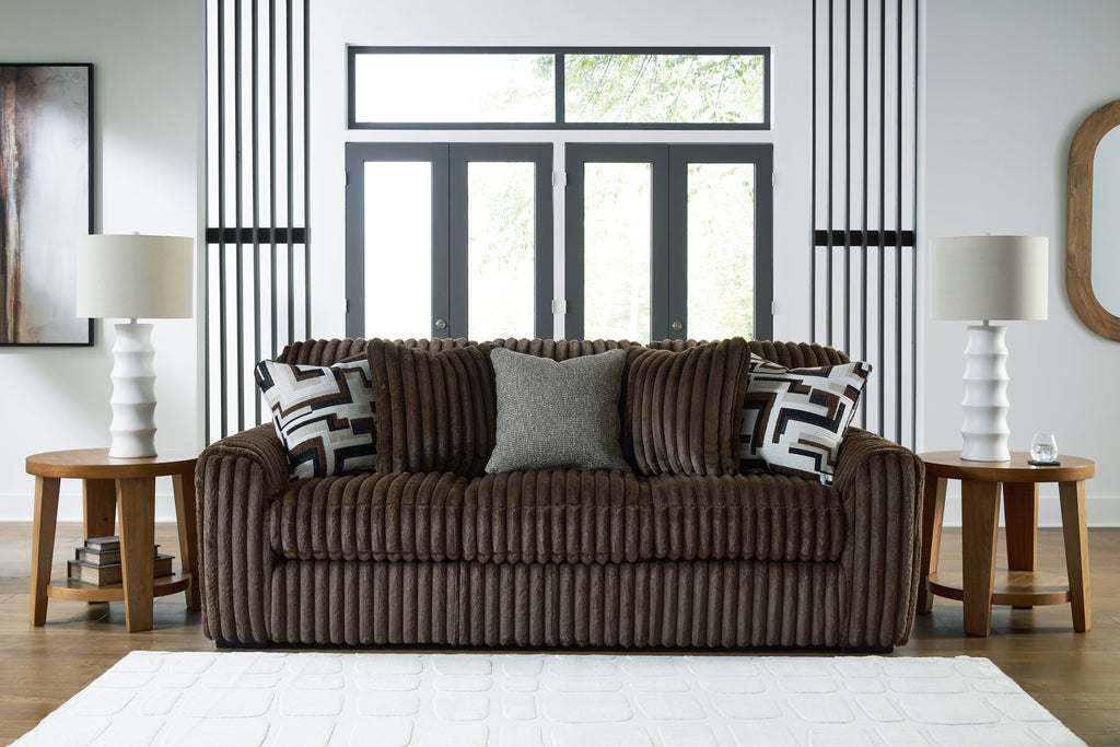 Midnight-Madness Chocolate Sofa, Oversized Chair and Accent Ottoman