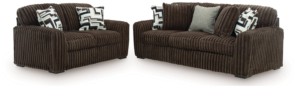 Midnight-Madness Chocolate Sofa and Loveseat