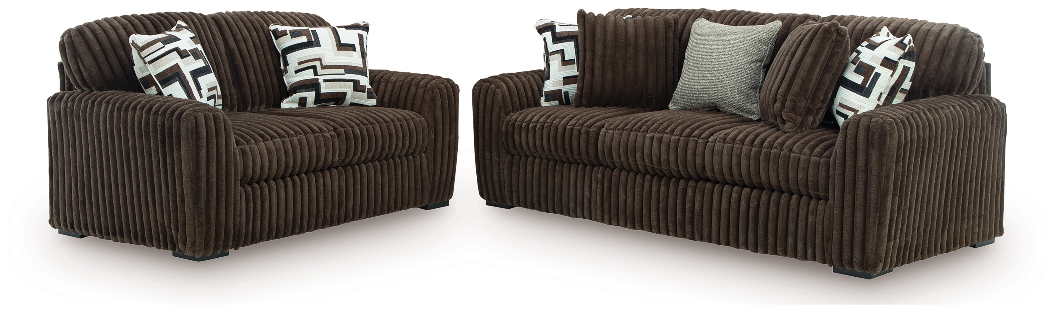 Midnight-Madness Chocolate Sofa and Loveseat