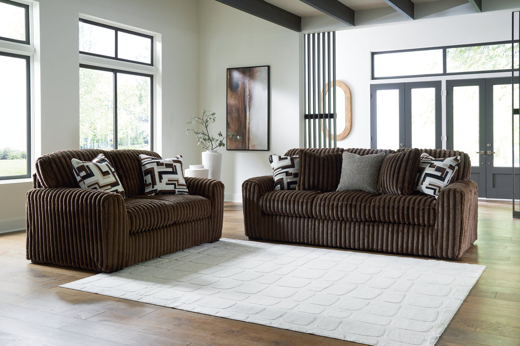 Midnight-Madness Chocolate Sofa and Loveseat