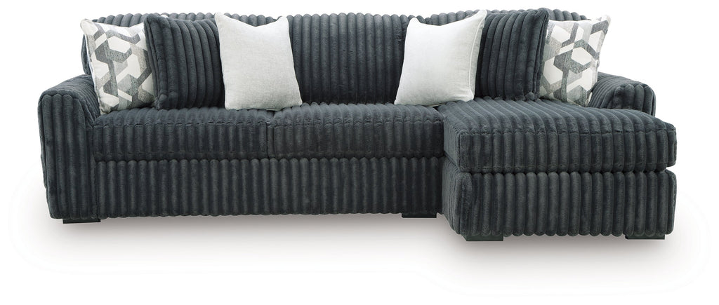Midnight-Madness Gunmetal 2 Pc Sectional Sofa Chaise