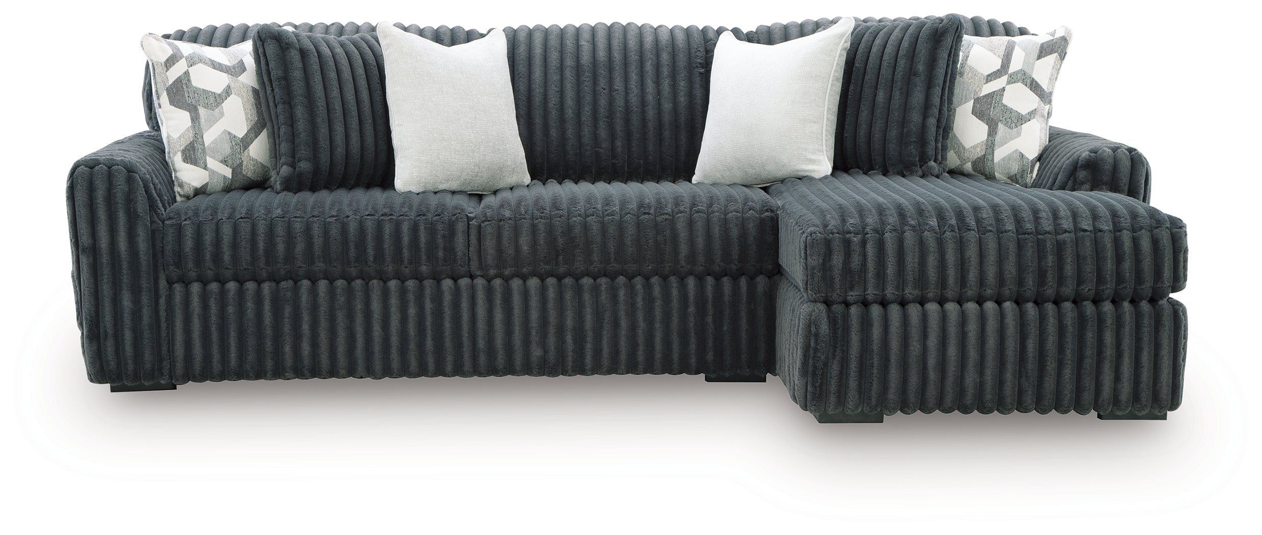 Midnight-Madness Gunmetal 2 Pc Sectional Sofa Chaise