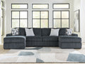 Midnight-Madness Gunmetal 3 Pc Double Chaise Sectional