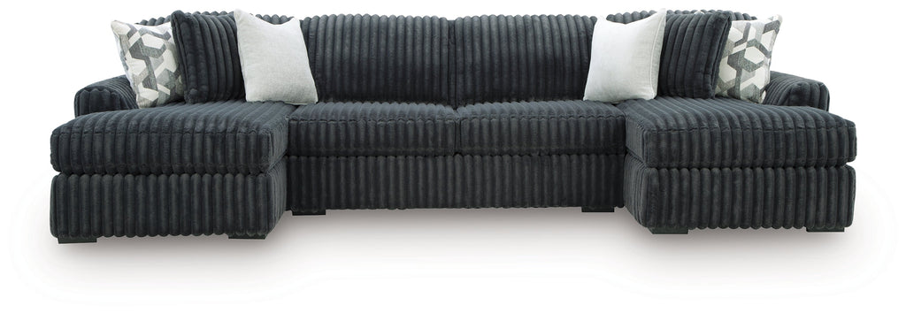 Midnight-Madness Gunmetal 3 Pc Double Chaise Sectional