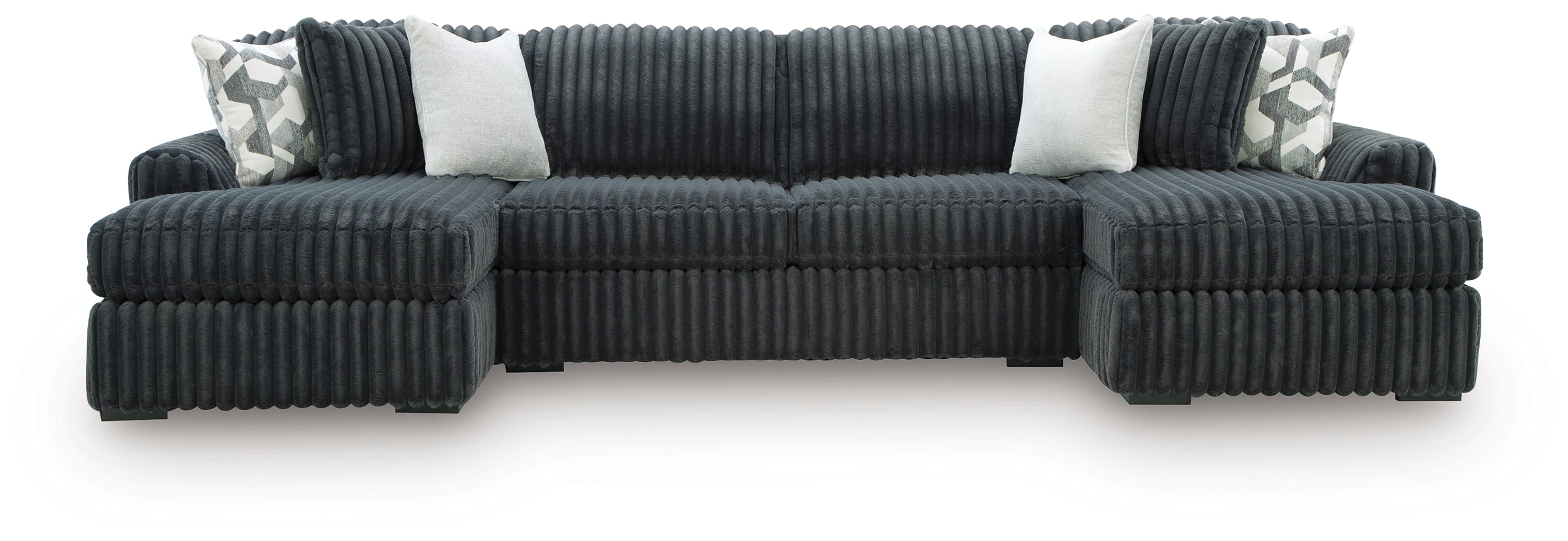 Midnight-Madness Gunmetal 3 Pc Double Chaise Sectional
