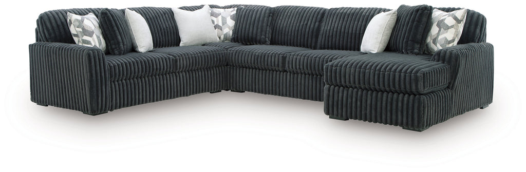 Midnight-Madness Gunmetal 4-Piece Sectional w/ Chaise