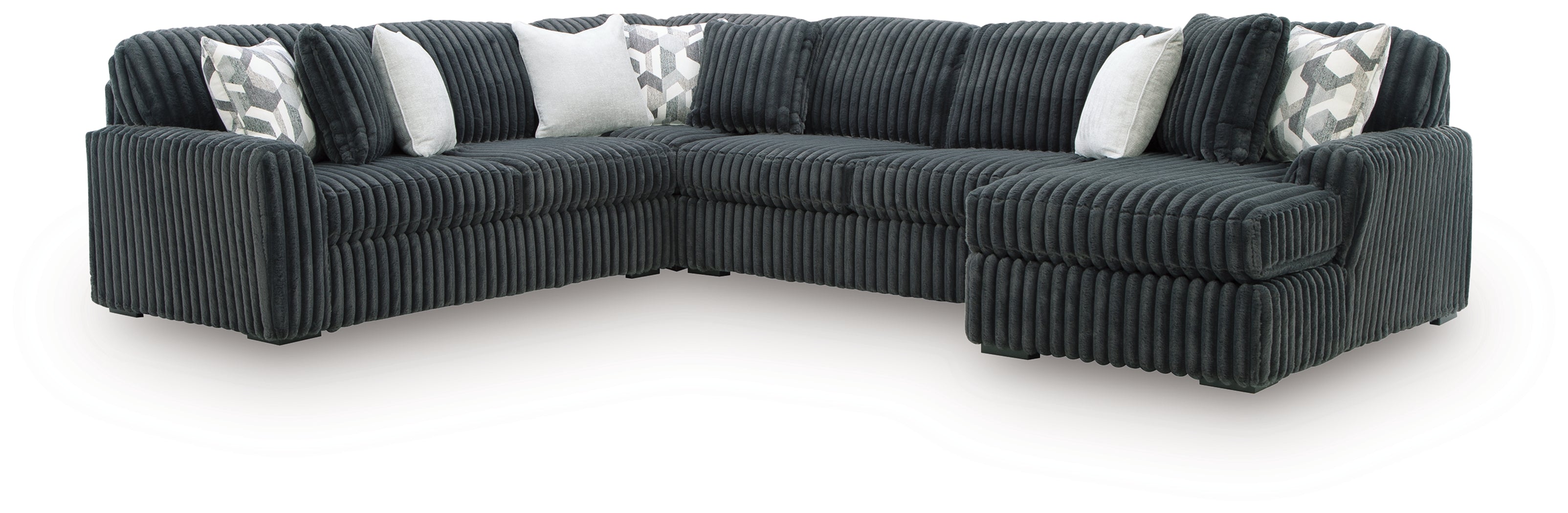 Midnight-Madness Gunmetal 4-Piece Sectional w/ Chaise