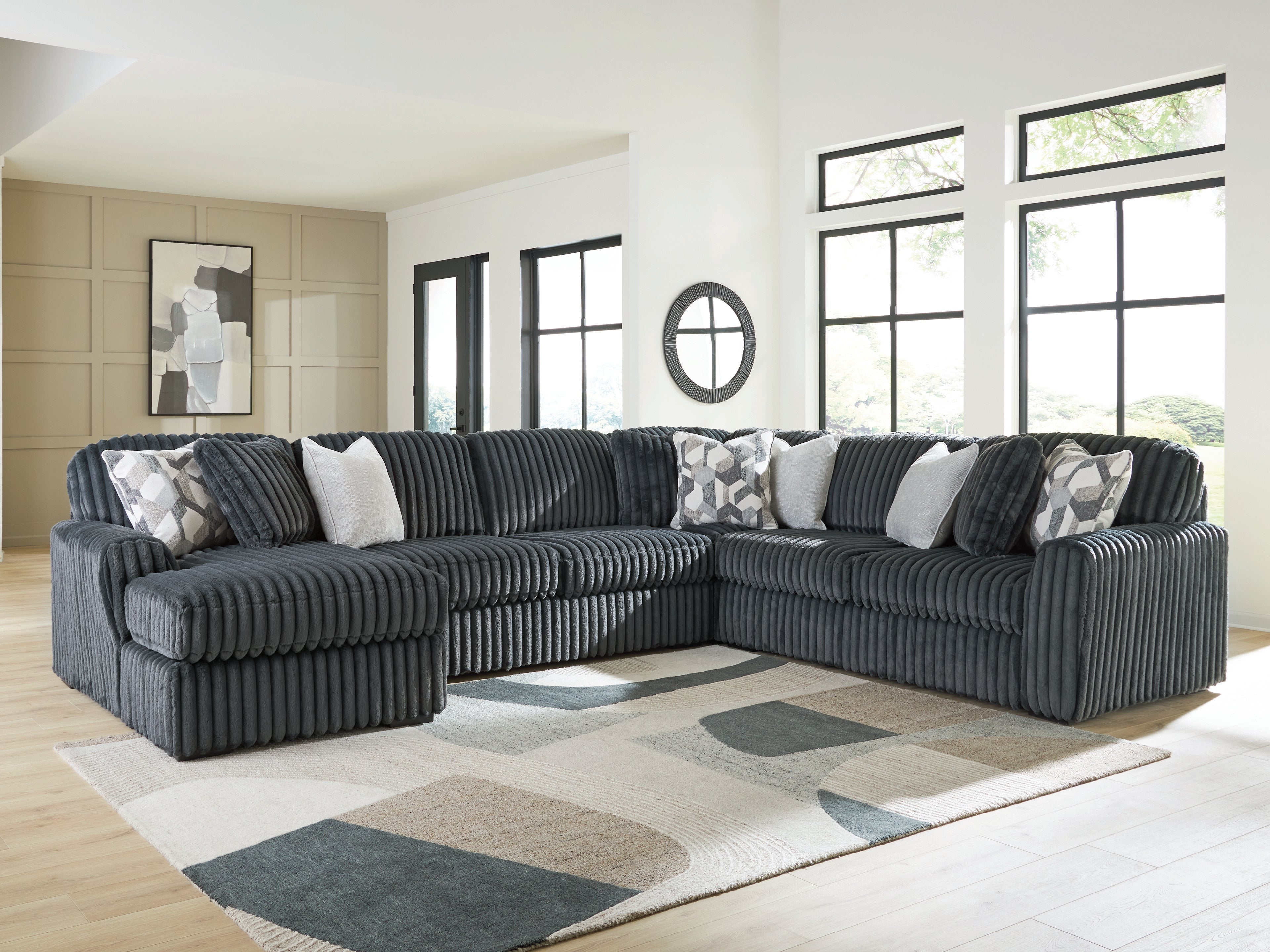 Midnight-Madness Gunmetal 4-Piece Sectional with Chaise