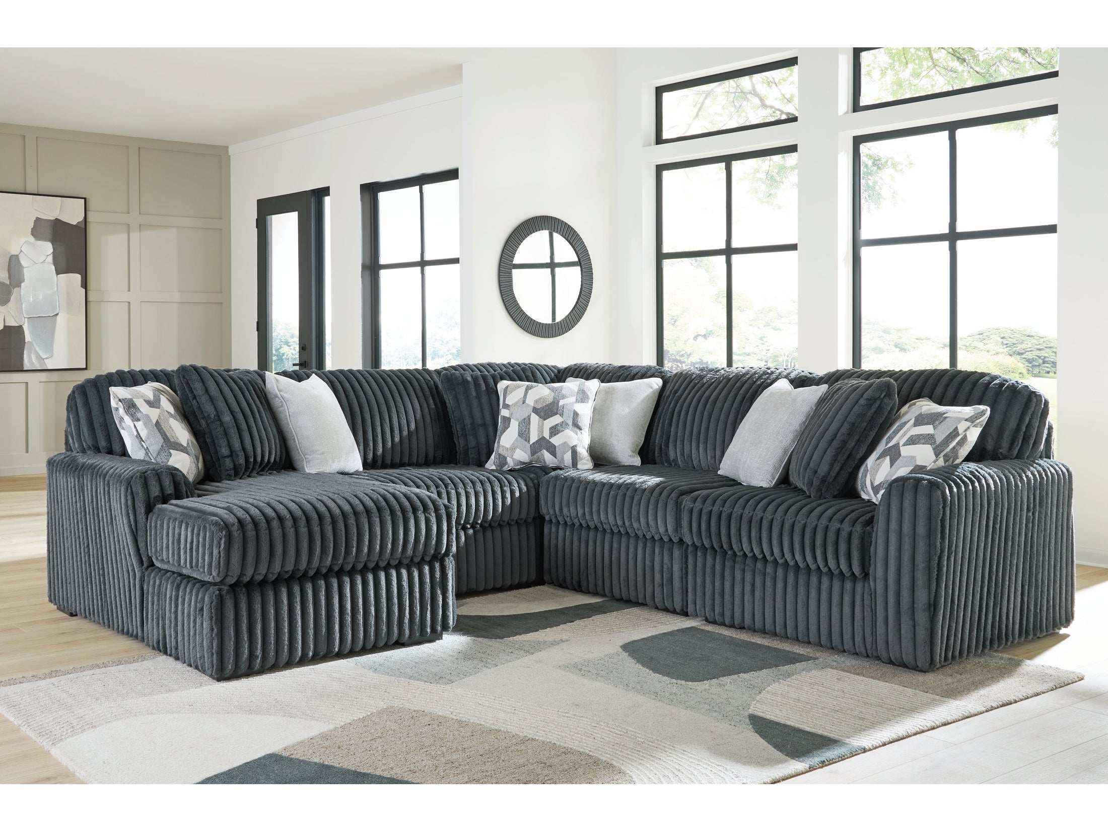 Midnight-Madness Gunmetal 5 Pc Sectional with Chaise