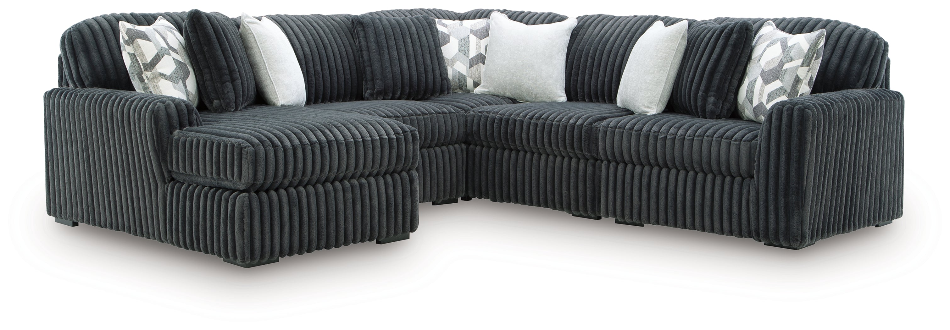 Midnight-Madness Gunmetal 5 Pc Sectional with Chaise