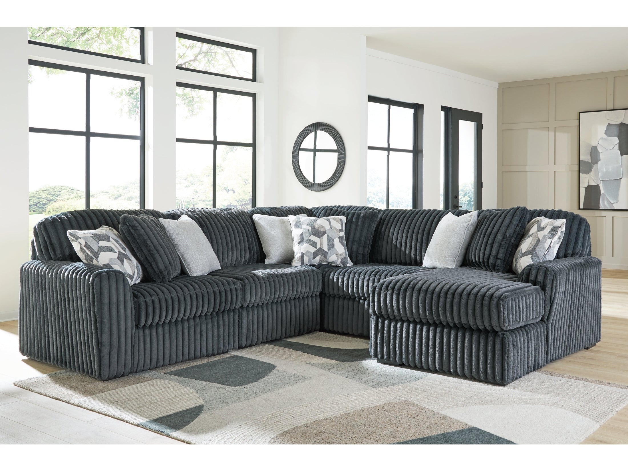Midnight-Madness Gunmetal 5-Piece Sectional w/ Chaise