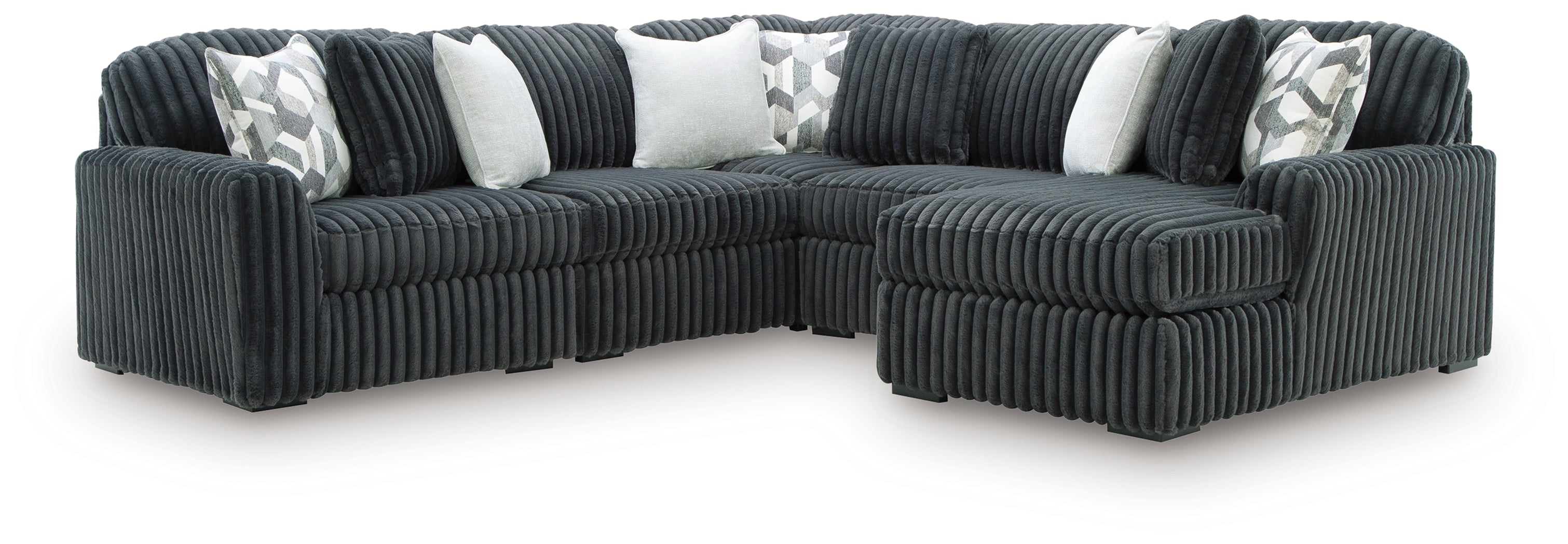 Midnight-Madness Gunmetal 5-Piece Sectional w/ Chaise