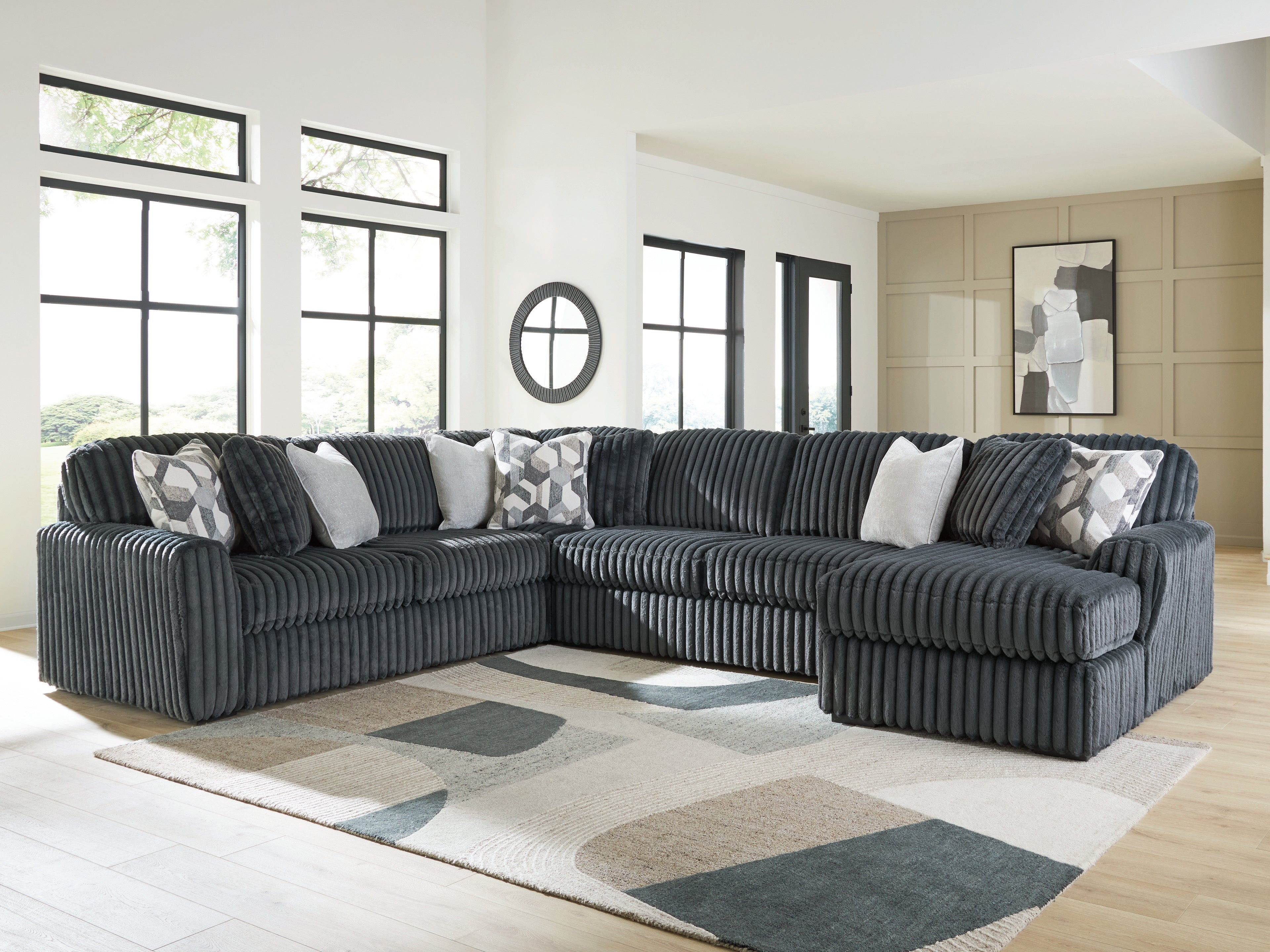 Midnight-Madness Gunmetal 6-Piece Sectional with Chaise
