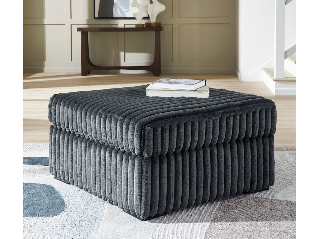 Midnight-Madness Gunmetal Oversized Accent Ottoman