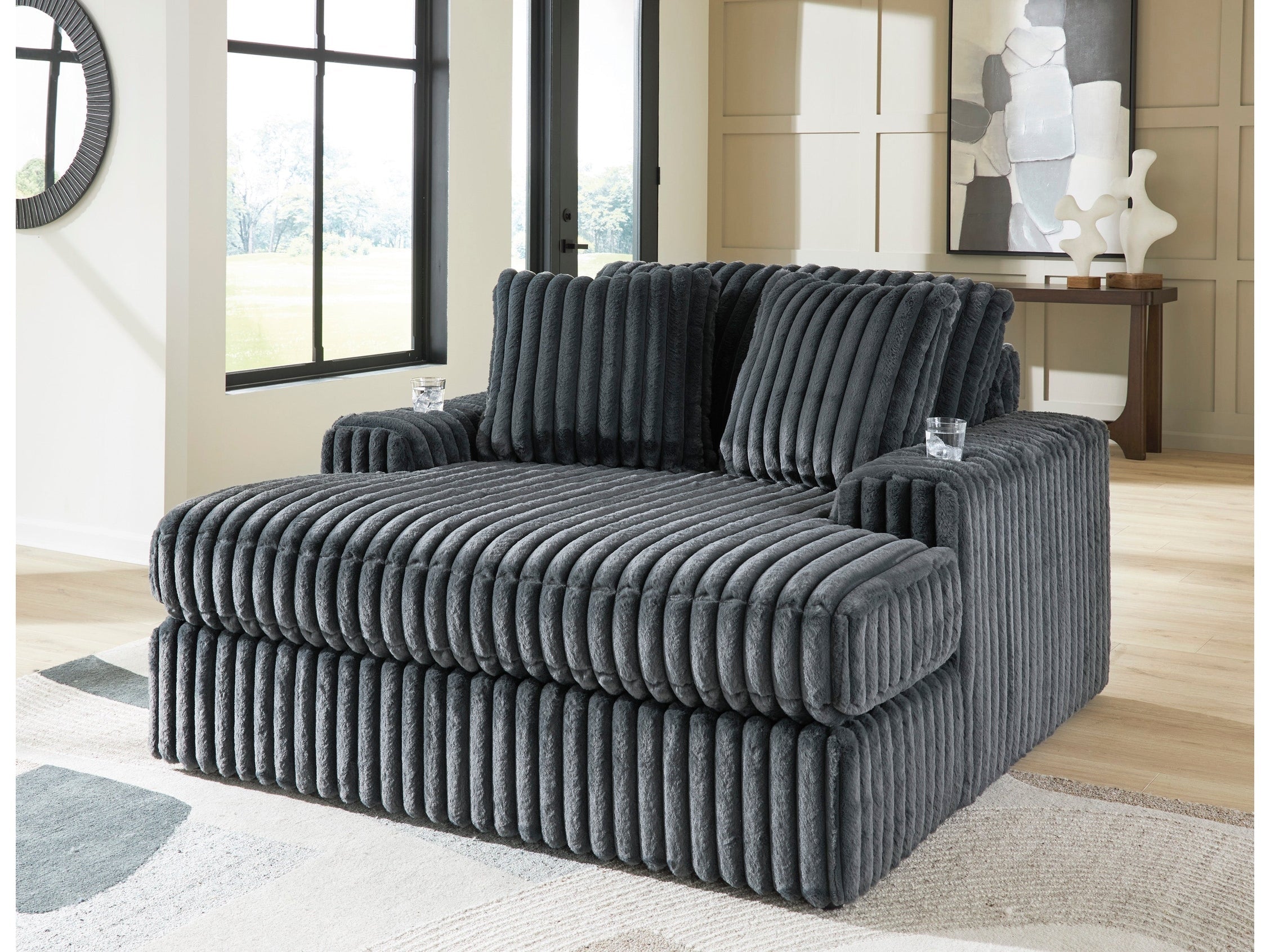 Midnight-Madness Gunmetal Oversized Chaise