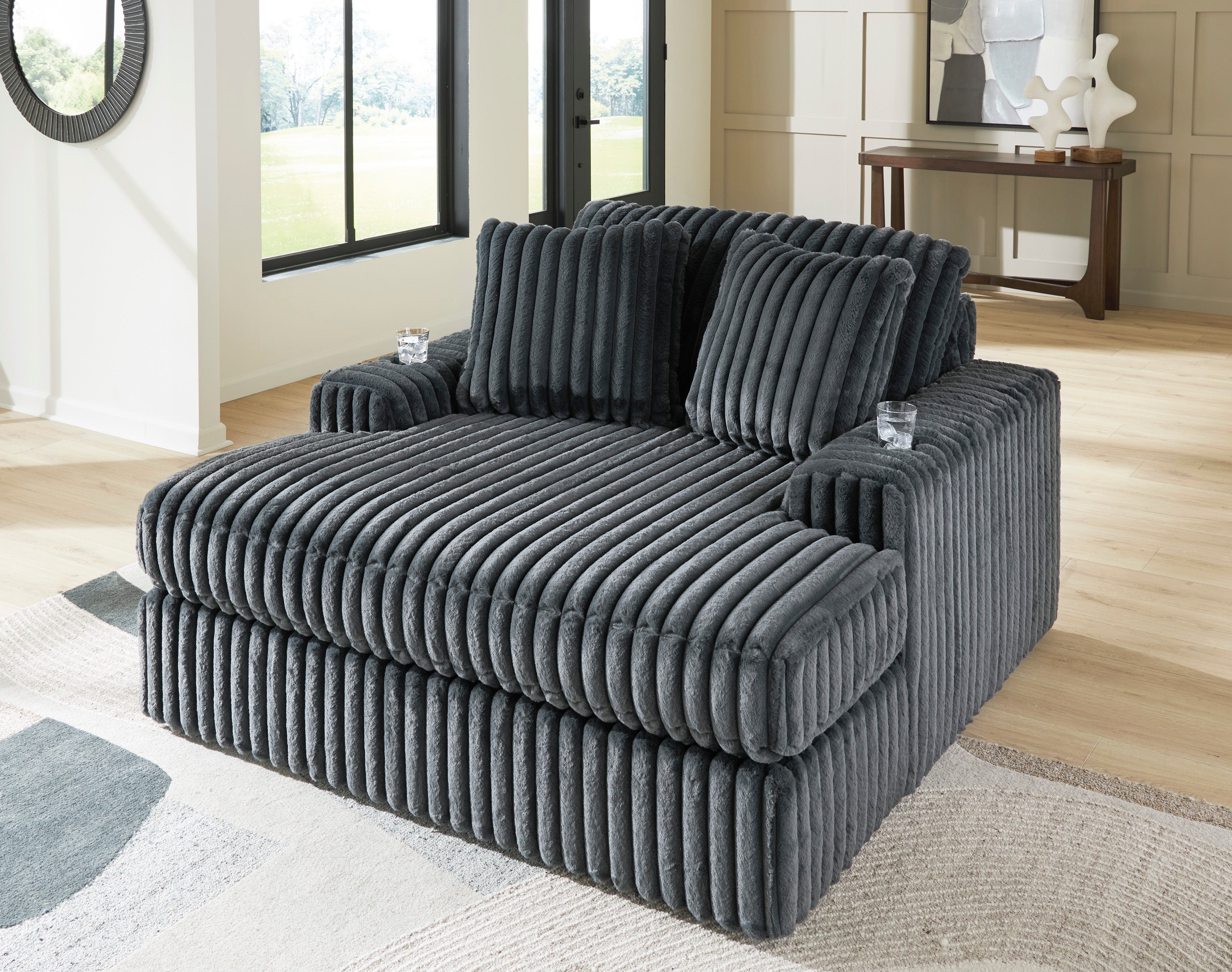 Midnight-Madness Gunmetal Oversized Chaise