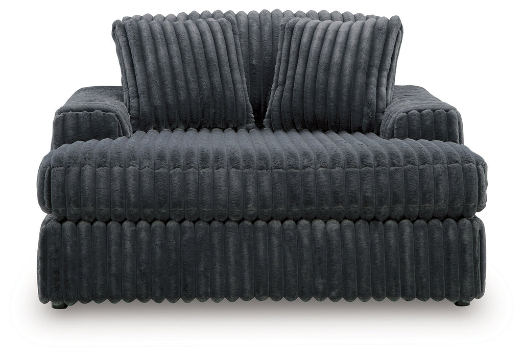 Midnight-Madness Gunmetal Sofa, Loveseat and Oversized Chaise